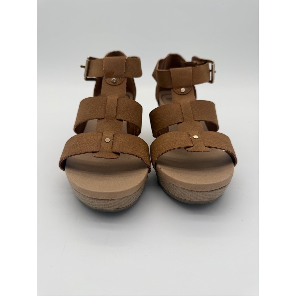 Dr. Scholl's Barton women's wedge sandals in a tan faux leather‎ size 6.5